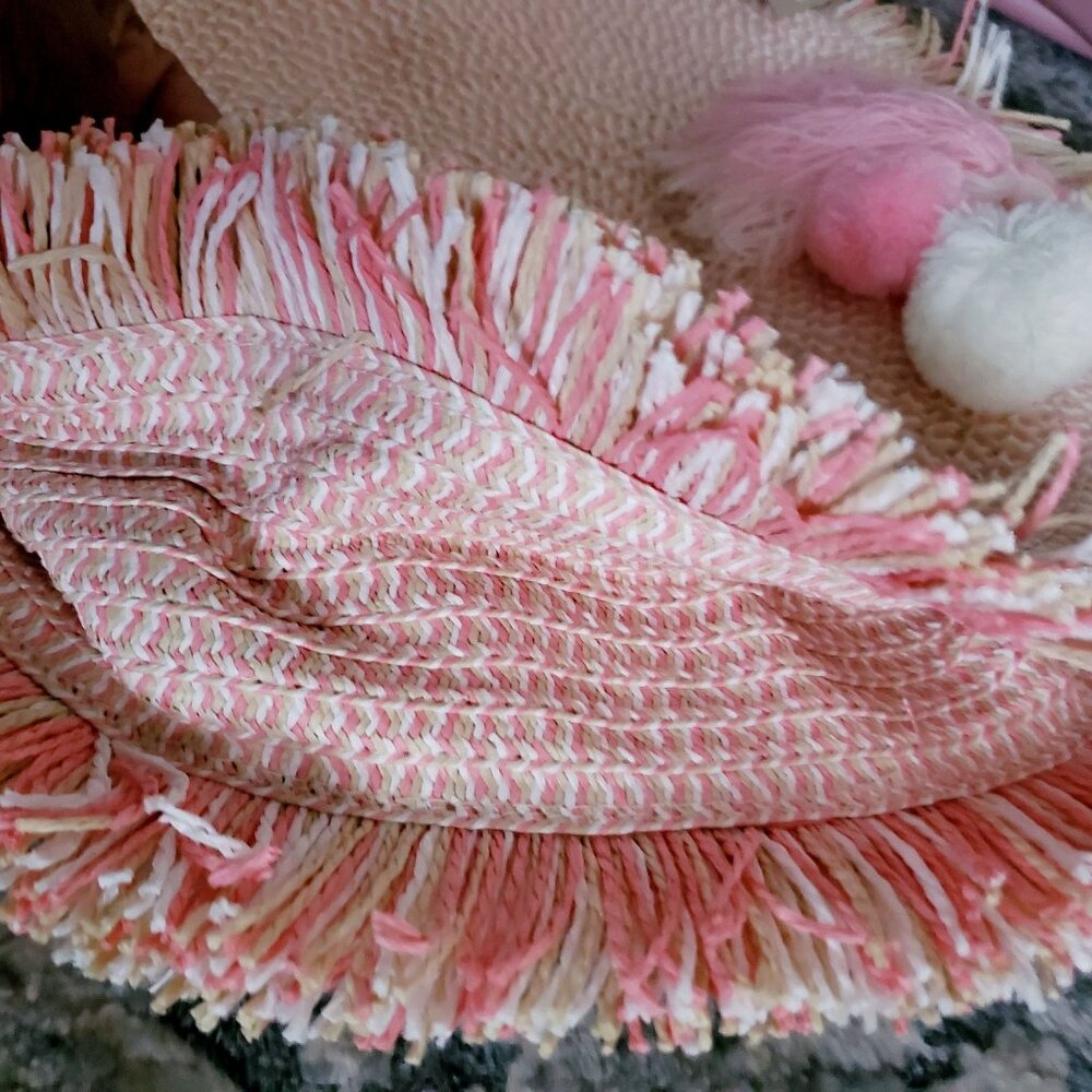 Most Wanted Design By Carlos Souza Women's Circle Straw Bag, Pink NWT - Picture 4 of 13